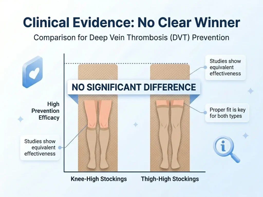 knee high vs thigh high compression stockings dvt prevention comparison