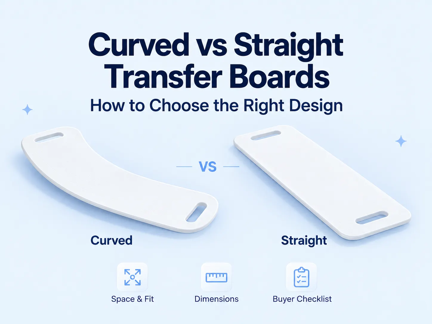 Curved and straight transfer boards shown side by side for a comparison of shape and selection factors.